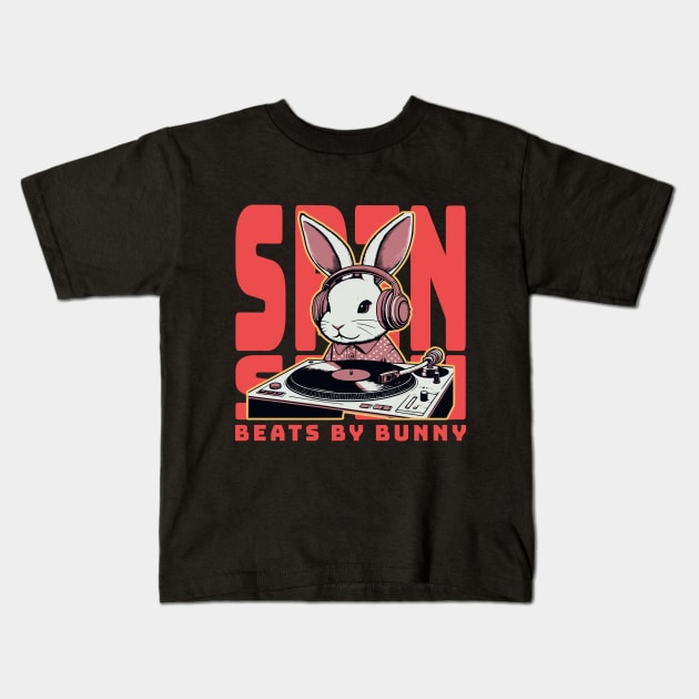 DJ bunny music mixing Kids T-Shirt by Create Magnus